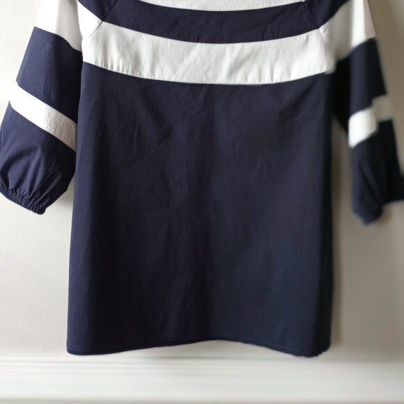 'TALBOTS' Petite NWOT Navy & White hooped Top Size M Cotton blend - Picture 9 of 10